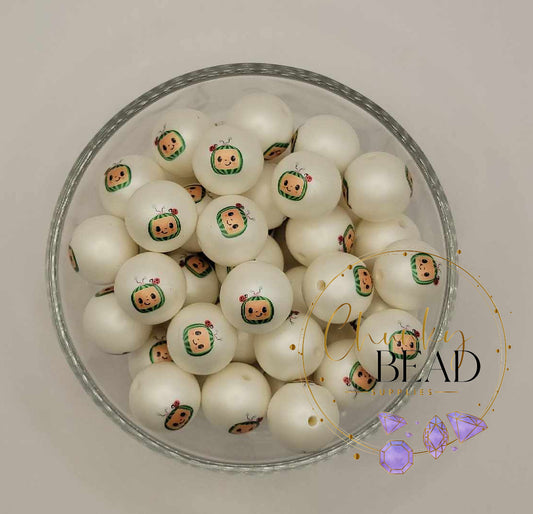 Sale! 20mm “Melon Head” Double Print Acrylic Beads