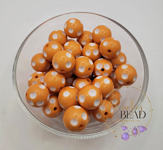 20mm Coral Orange Polka Dot Beads