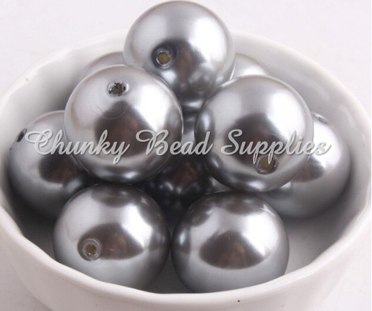 20mm “Silver” Pearl Acrylic Beads