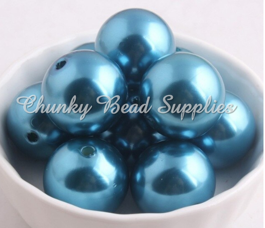 20mm “Teal Blue” Pearl Acrylic Beads
