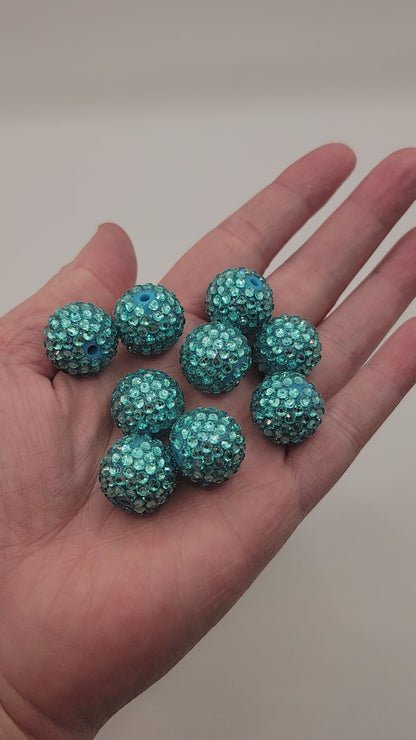 20mm “Blue” Foil Rhinestone Acrylic Beads