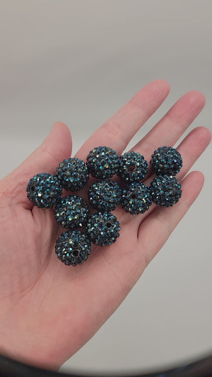 20mm "Navy Blue" Rhinestone Acrylic Beads