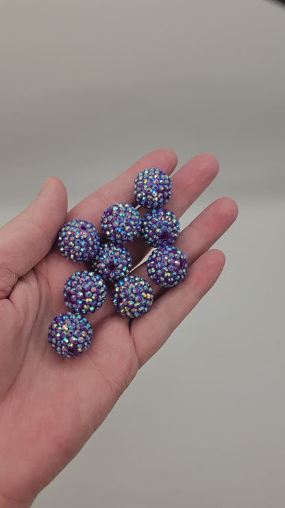 20mm "Neon Purple" Rhinestone Acrylic Beads