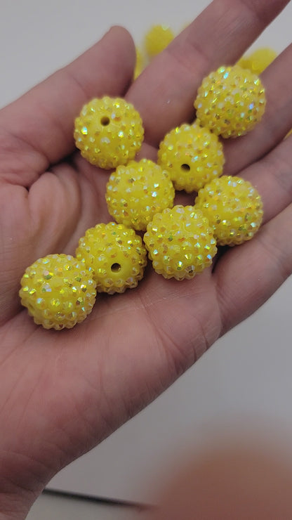 20mm “Yellow” Rhinestone Acrylic Beads