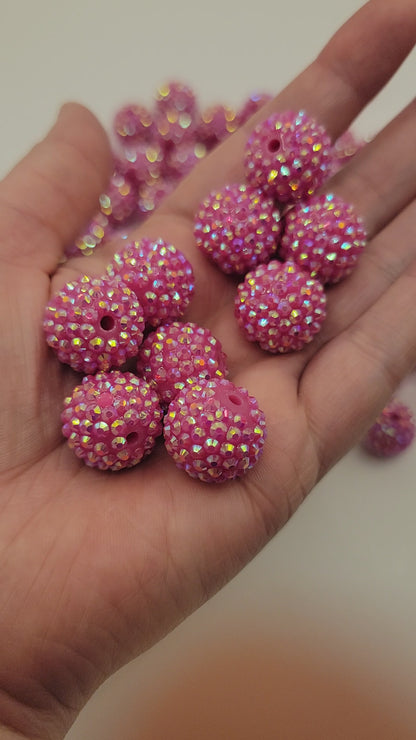 20mm "Rose Pink" Rhinestone Acrylic Beads