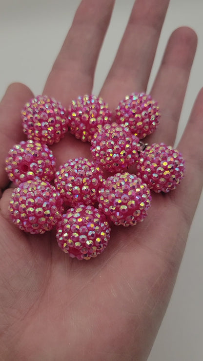 20mm "Hot Pink Clear AB" Jelly Rhinestone Acrylic Beads