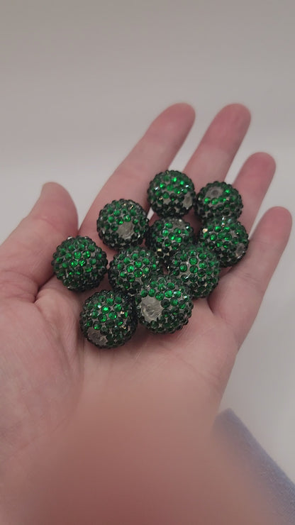 20mm “Clear Green” AB Rhinestone Acrylic Beads