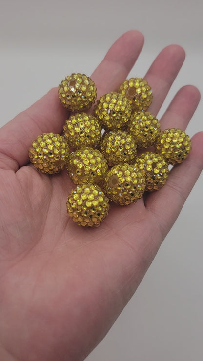 20mm “Gold” Foil Rhinestone Acrylic Beads