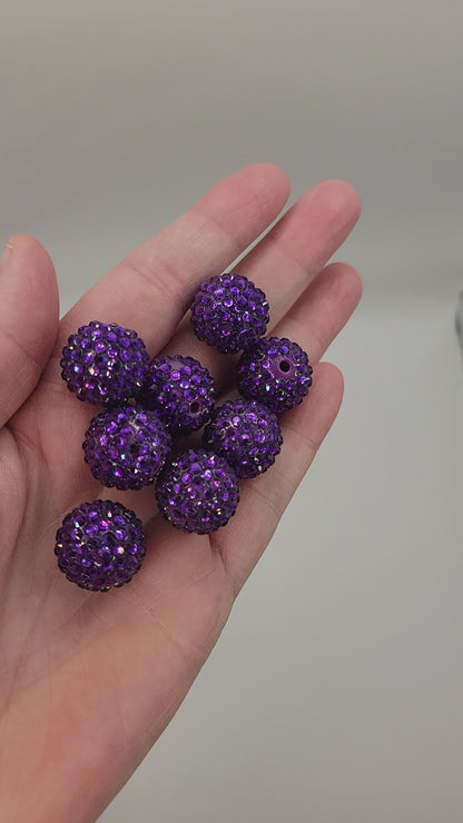 20mm "Dark Purple"  Foil Rhinestone Acrylic Beads