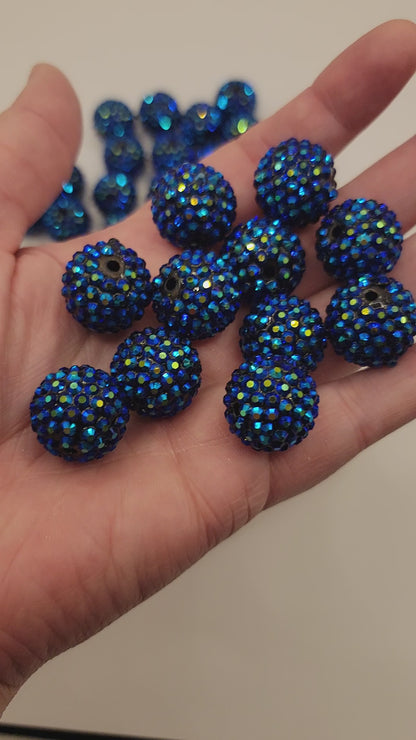20mm "Trippy Blue" Rhinestone Acrylic Beads