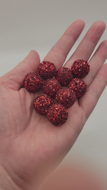 20mm “Red” Sequin Glitter Rhinestone Acrylic Beads