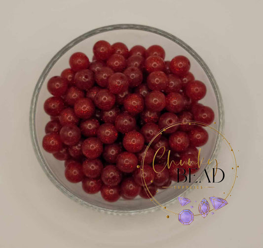 12mm “Red” Acrylic Super Glitter Beads