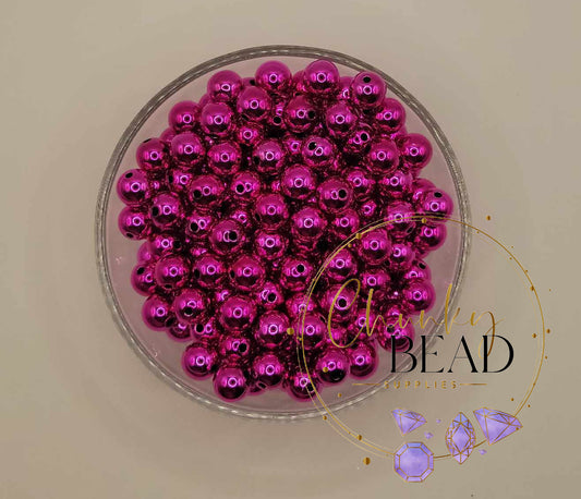 12mm “Rose Pink” UV Pearl Acrylic Beads
