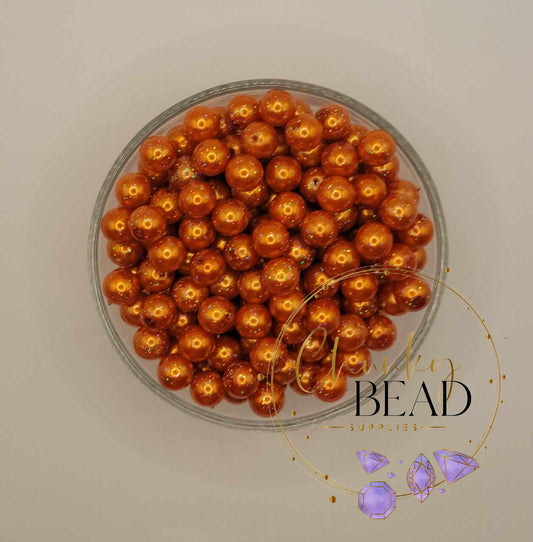 12mm “Orange” Glitter Pearl Acrylic Beads