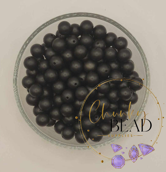 12mm “Black” Acrylic Matte Pearl Beads
