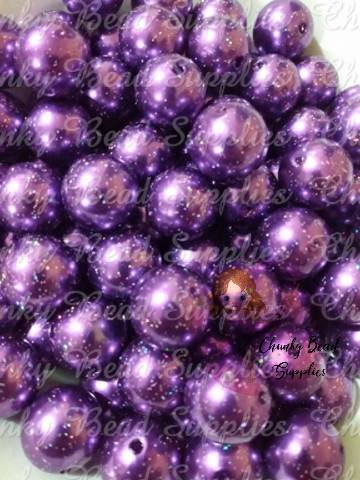 20mm Purple Glitter Beads