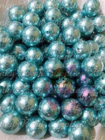 20mm Blue Glitter Acrylic Beads