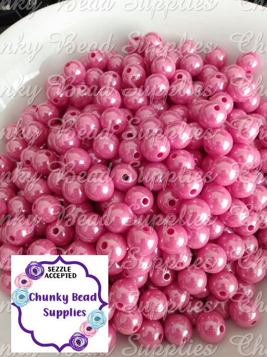 12mm Rose Pink AB Shiny Beads