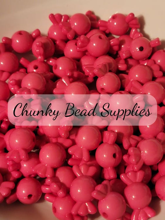 Perles de bonbons rose vif de 20 mm