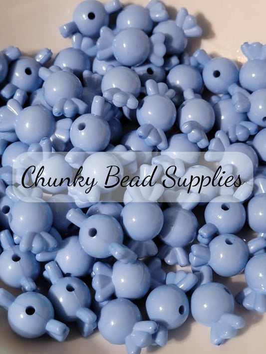 Perles acryliques bonbon bleu pays de 20 mm