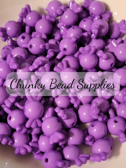 Perles acryliques bonbons violets 20 mm