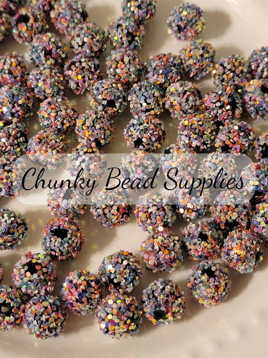 12mm “Candy” Sequin Glitter Rhinestone Acrylic Beads