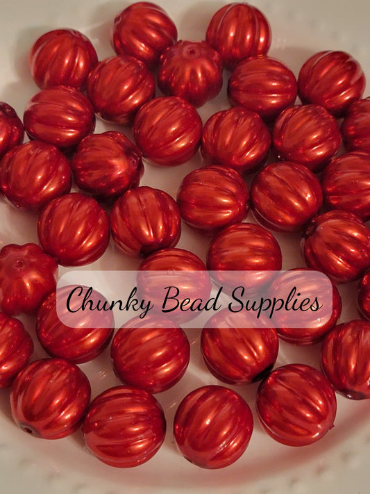 Cuentas de melón con perlas rojas de 20 mm