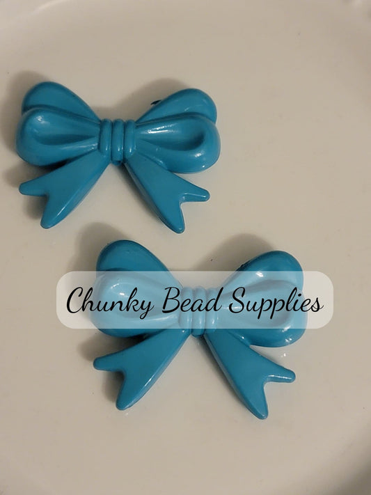 46mm Teal Blue Bow Beads