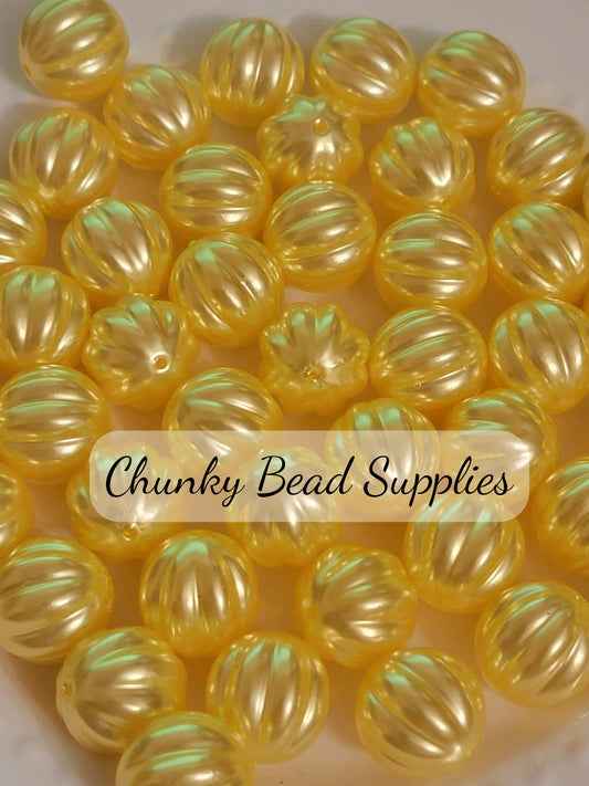 20mm “Yellow” Pearl Melon Acrylic Beads