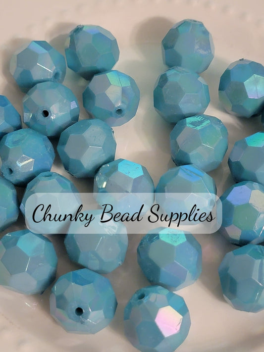 20mm Blue AB Faceted Beads