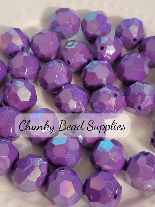 Perles à facettes AB violettes de 20 mm