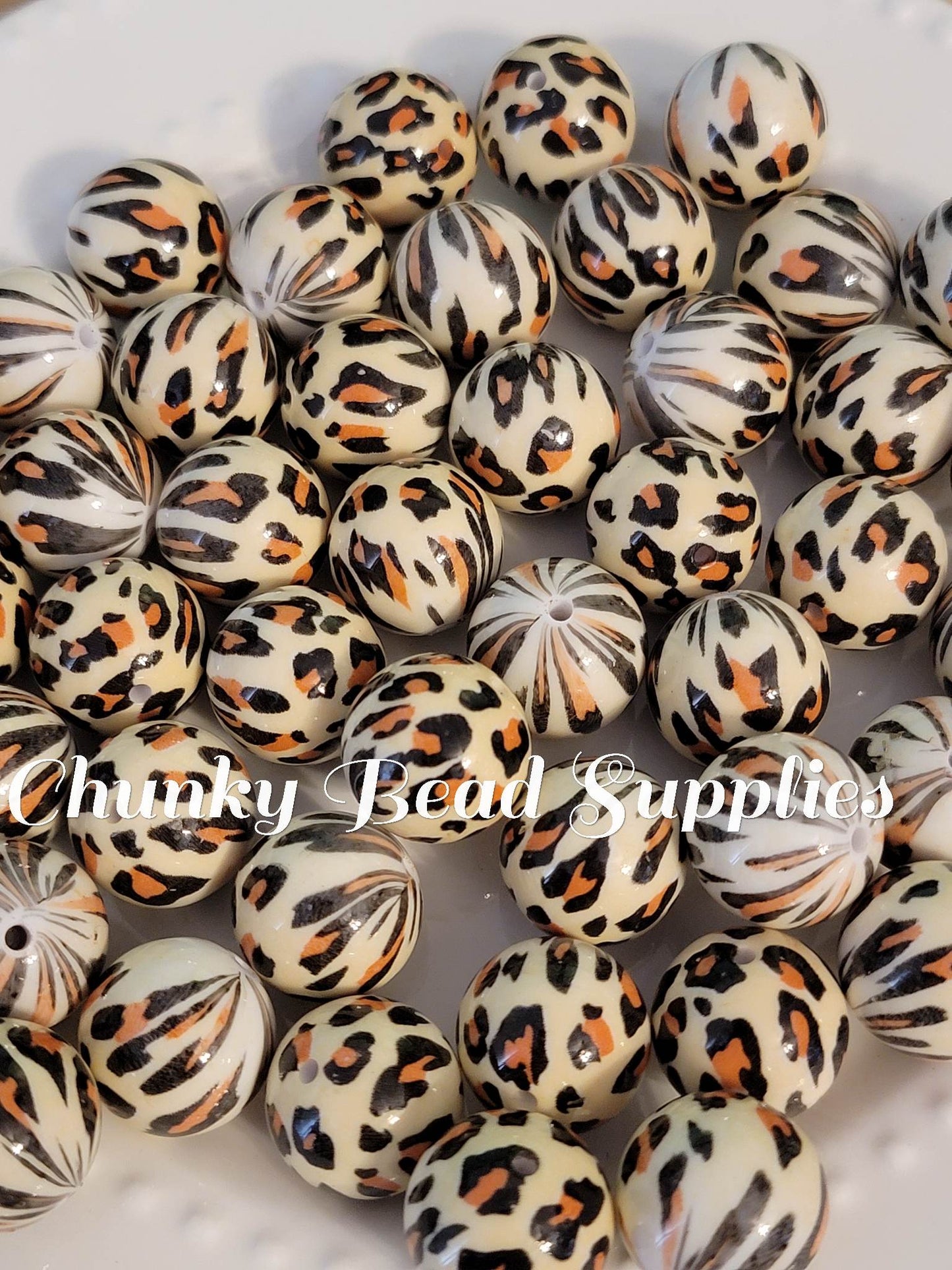 Perles imprimées guépard #3 de 20 mm