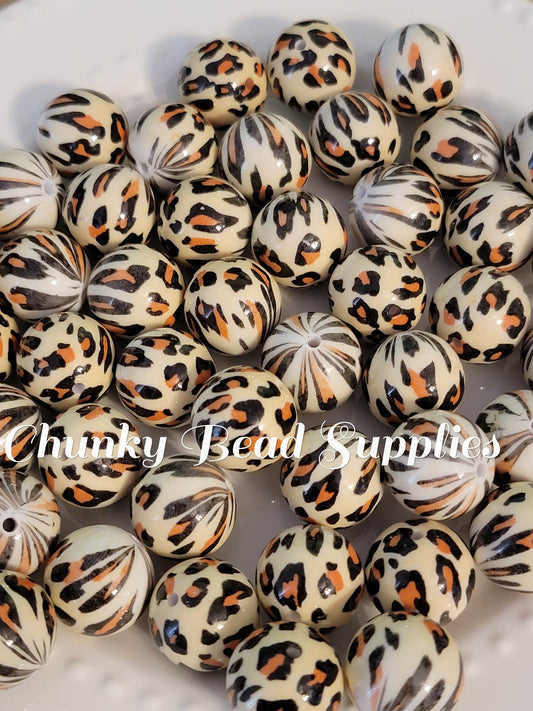 Perles imprimées guépard #3 de 20 mm