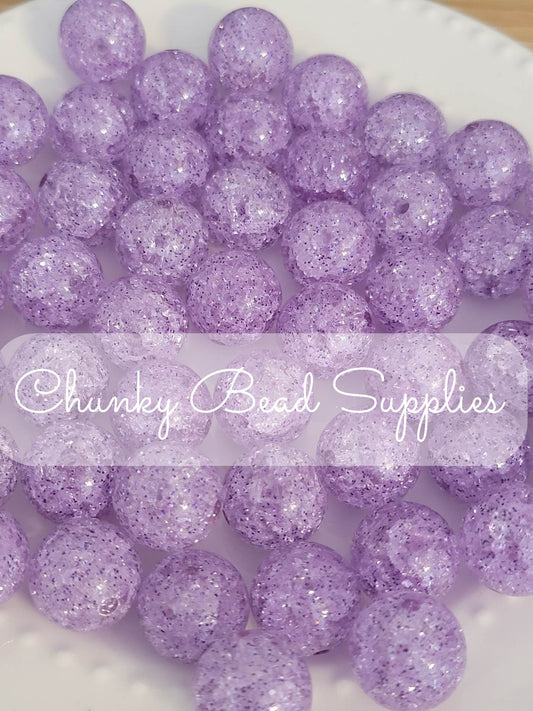 20mm Purple Glitter Crackle