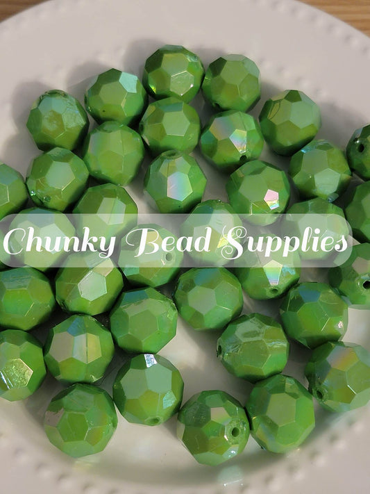 20mm LIme Green AB Faceted