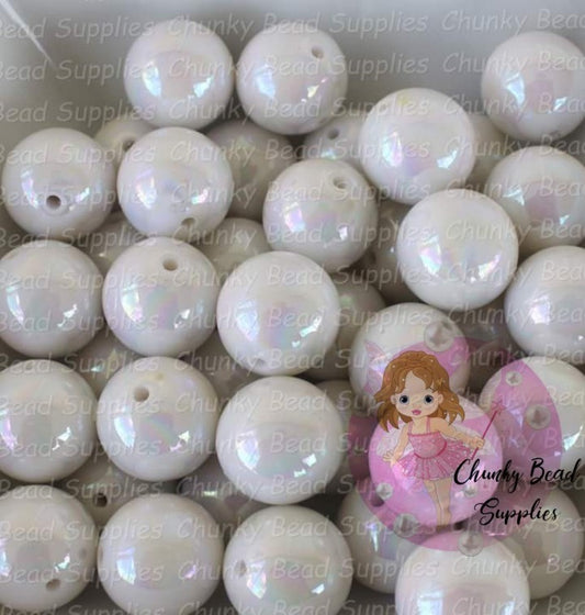 Perles brillantes AB blanches de 20 mm