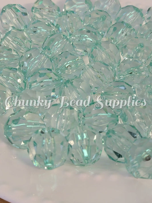 Perles à facettes claires menthe de 20 mm