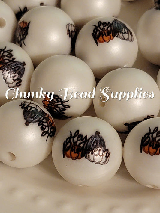 Sale! 20mm “Hey Pumpkin” Custom Double Print Acrylic Beads