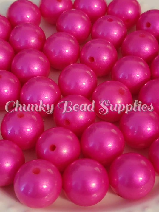 Perles mates rose vif véritable de 20 mm