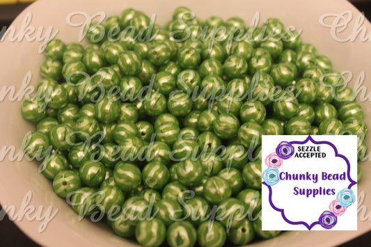12mm Green Watermelon Rind Beads