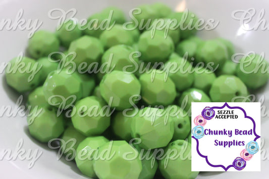 20mm Lime Green Faceted Beads