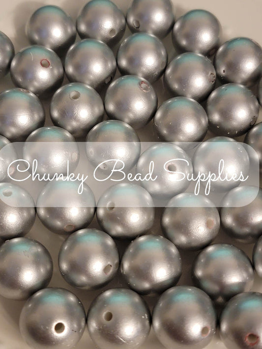 Perles argentées mates de 20 mm
