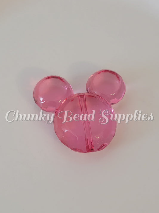 37mm Mouse Head Beads Hot Pink
