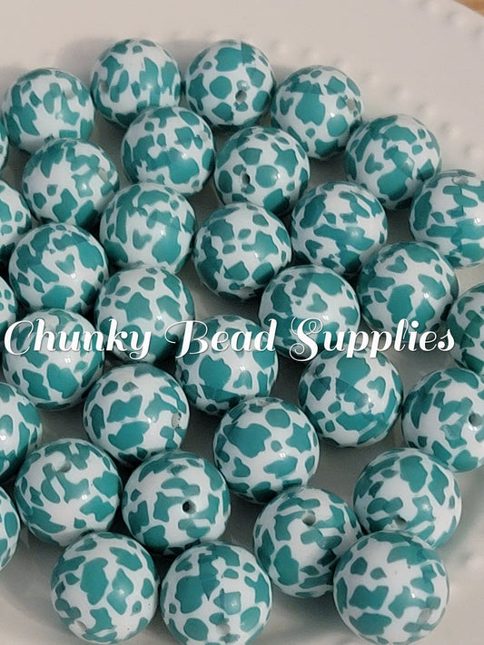 20mm Mint Animal Print Beads