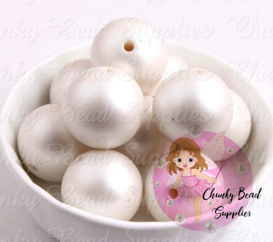 Perles blanches mates de 20 mm