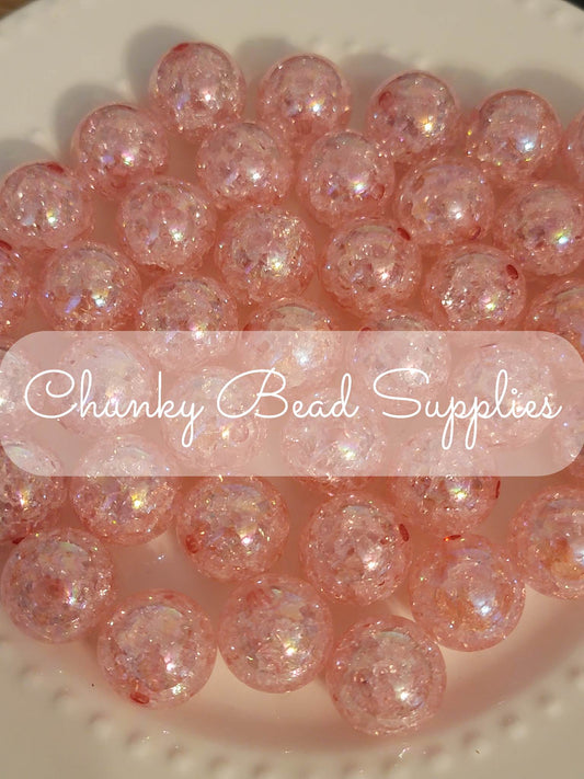 20mm "Pink" AB Crackle Acrylic Beads