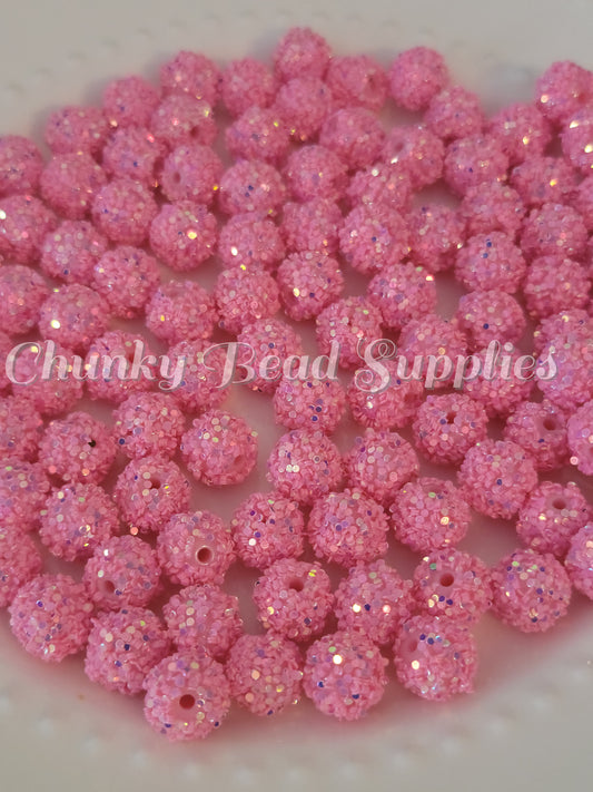 12mm Bright Bubblegum Pink Sequin Glitter Rhinestones