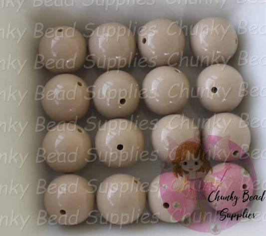 Solid Beads 20mm Beads S55 Khaki Light Brown Set of 10