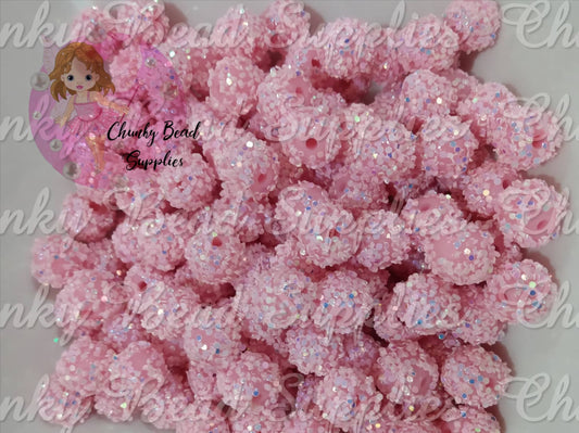 12mm Pink Sequin Glitter Rhinestone Beads