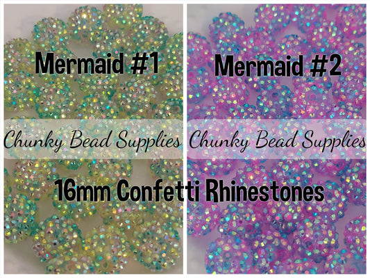 16mm Confetti Mermaid Rhinestone Beads